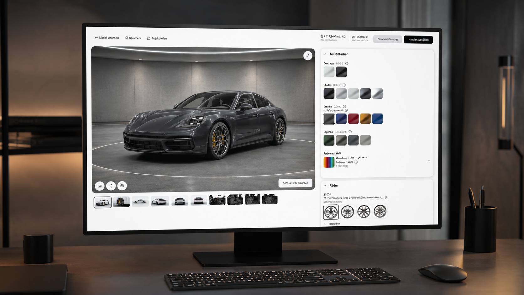 Porsche Konfigurator im Browser – interaktive 3D-Ansicht des Panamera
