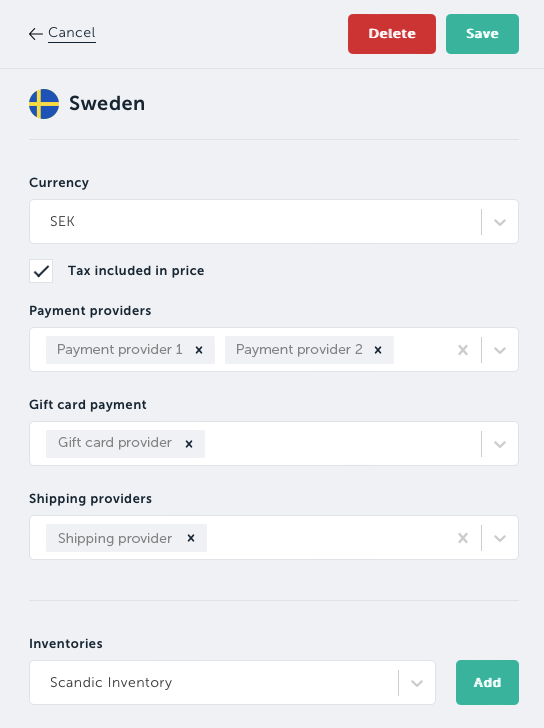 Set the details for your Store market
