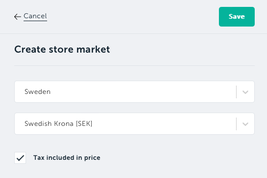 Set the currency for the new Store market