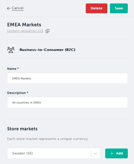 Add Store markets to your Store group