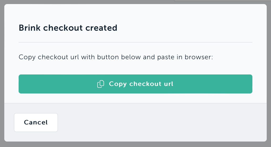 Checkout created, copy the url