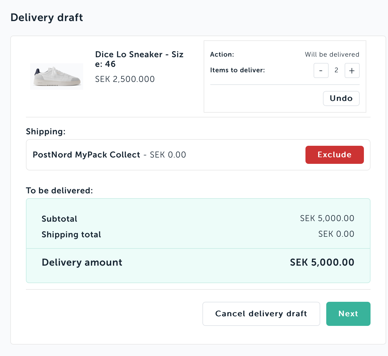 Delivery draft
