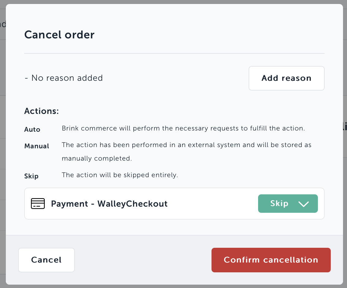 Cance order actions