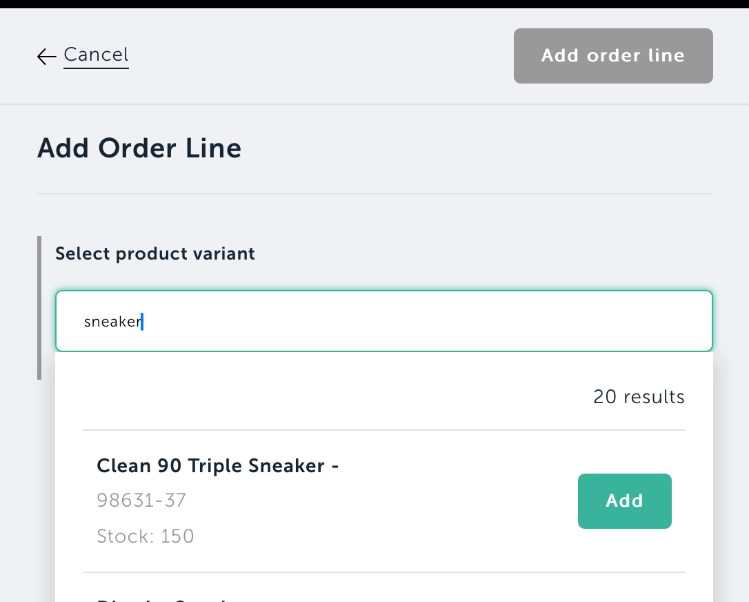 add product to order line