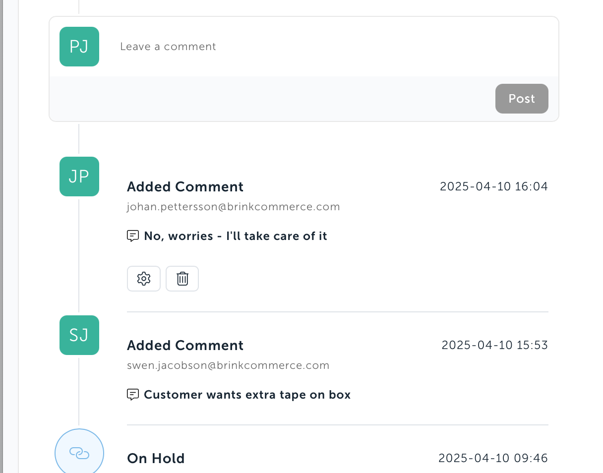 Order comments