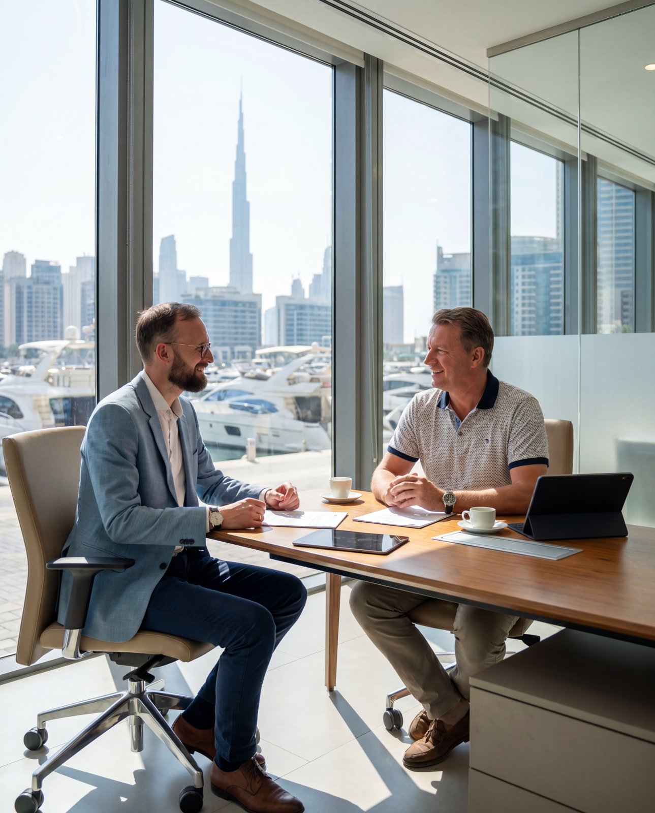 Advisory conversation across the table before a decision