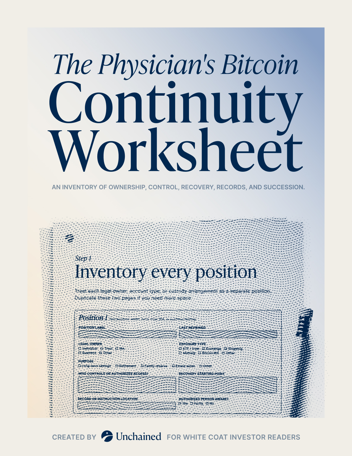 Collage representing bitcoin keys, security devices, and continuity planning