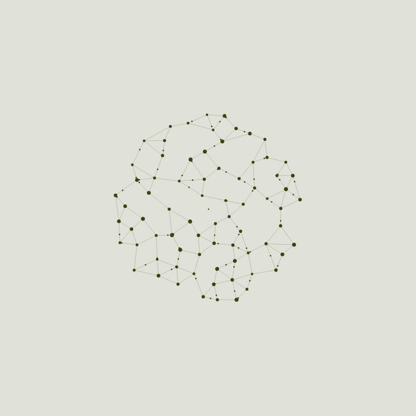 A network of nodes linking up across a disc