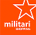 Military insignia with a white star above the word 'militari' on an orange background.