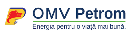 OMV Petrom logo with a red and yellow stylized dragon head and the slogan 'Energia pentru o viață mai bună.'
