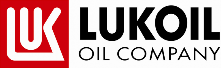 LUKOIL Oil Company logo with stylized white LUK letters on a red square.