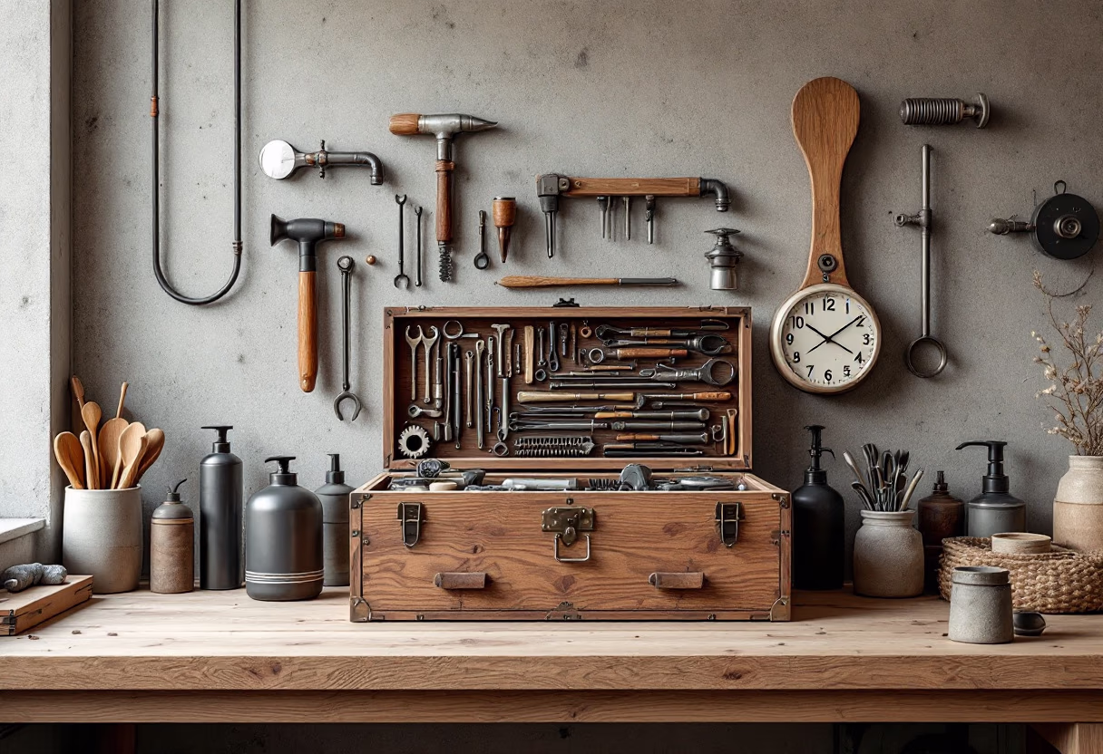 [background image] image of toolbox in workshop (for a plumbing service)