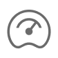 A small icon resembling a speedometer in grey