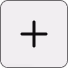 Rounded square button with a black plus sign in the center on a light gray background.