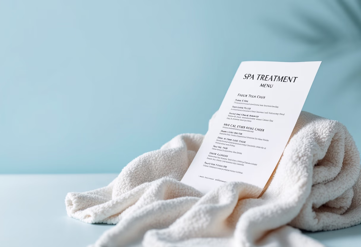 image of menu with treatments for a salon & spa