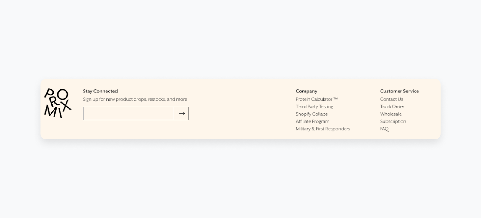 An SMS form placed in the footer of a business’ website.