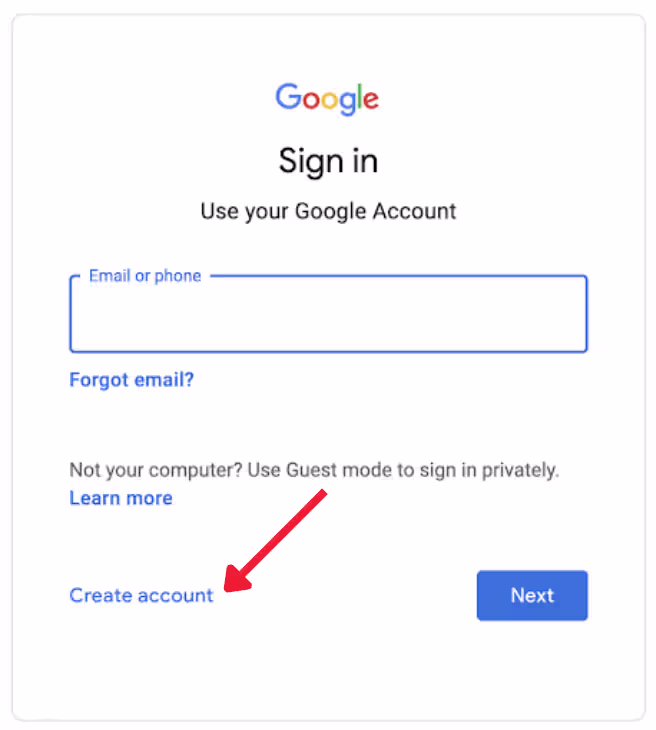 an image of Google's sign in screen
