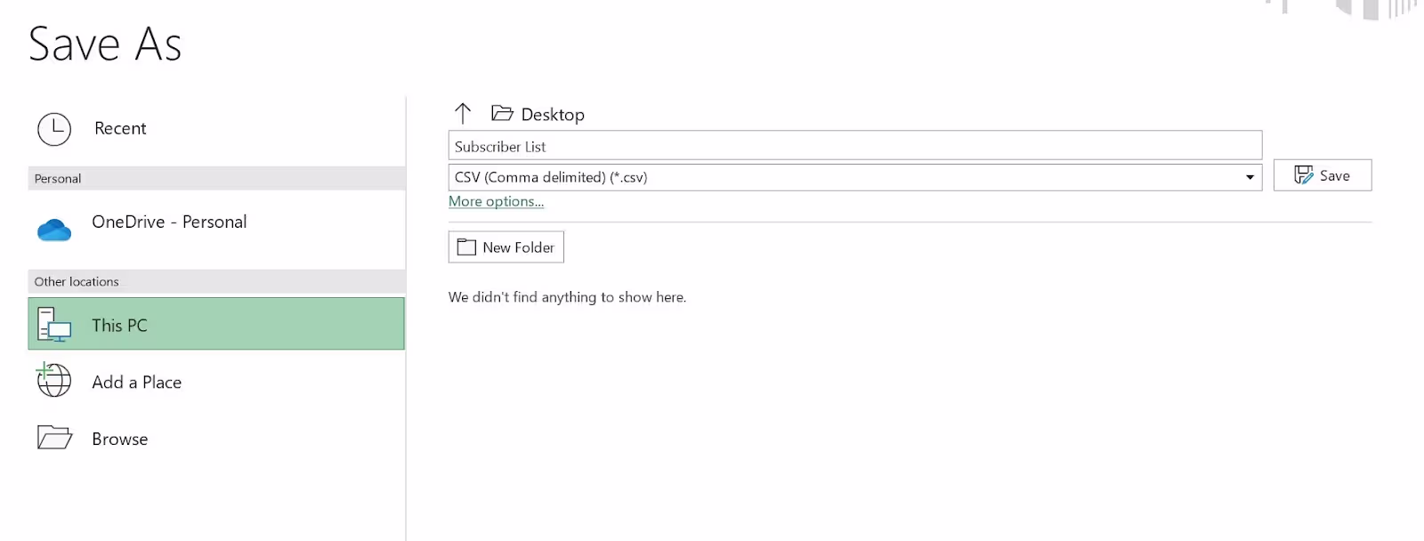 How to save as CSV