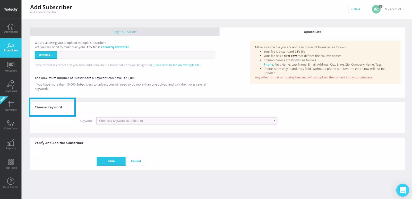 How to add subscribers on Textedly