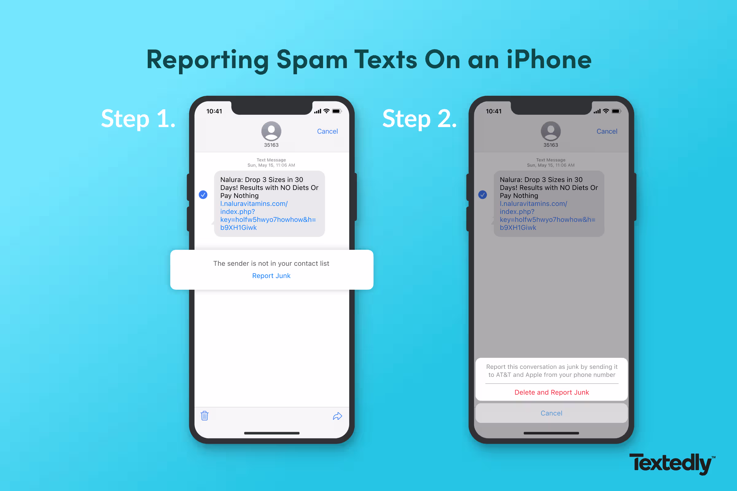 Image showing how to filter and block spam text messages on an apple device.