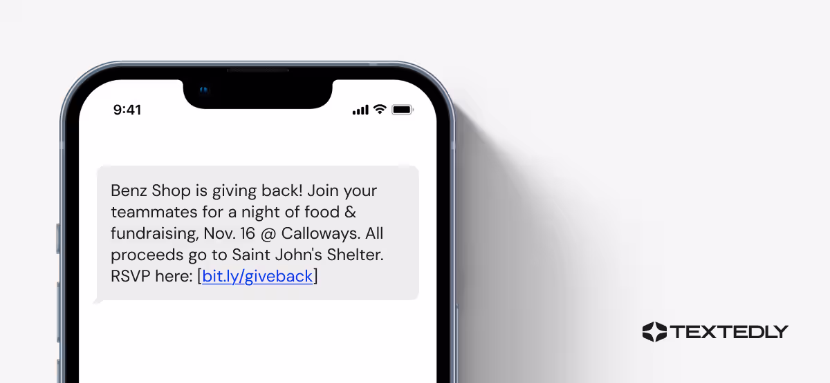 Fundraiser invitation text message.