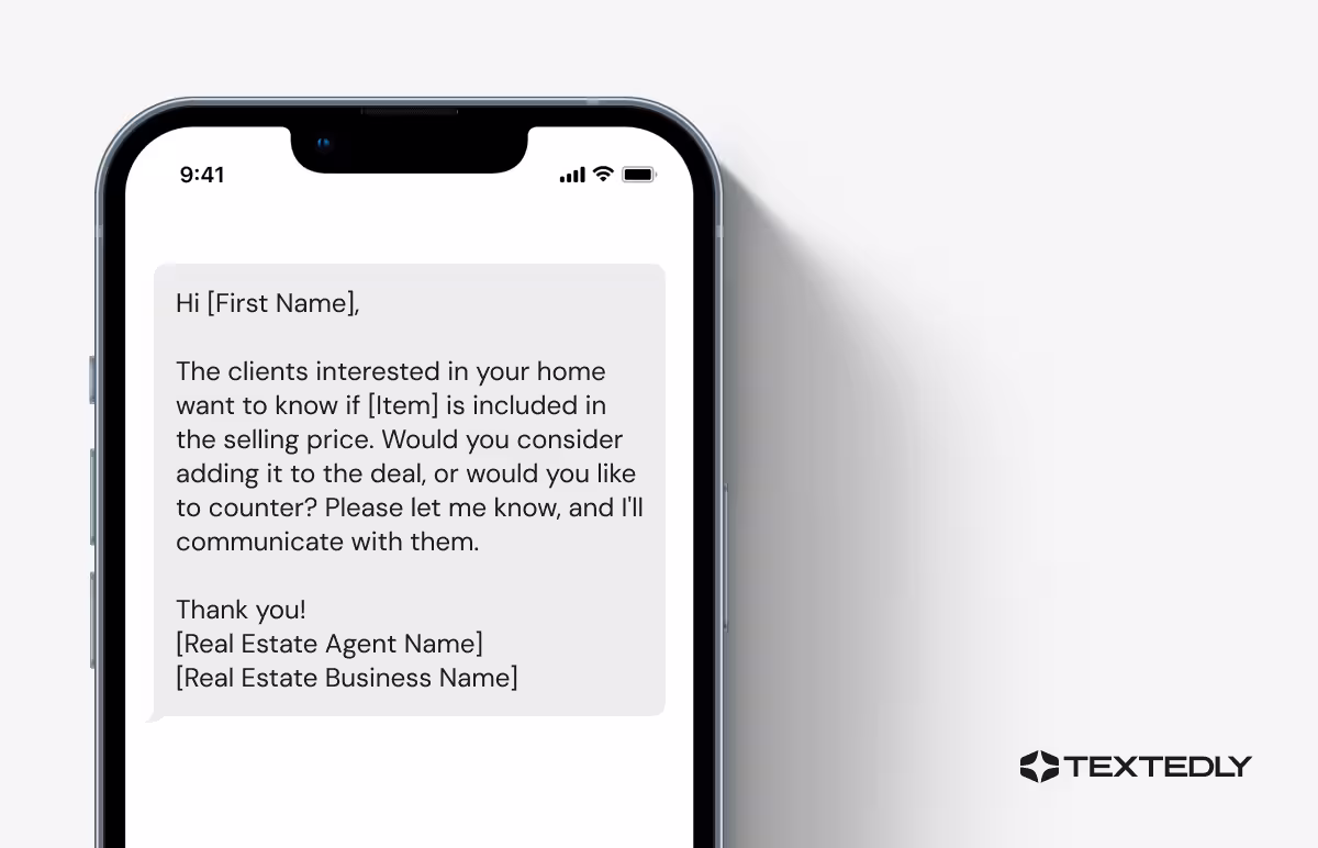 Potential buyer question template for real estate.