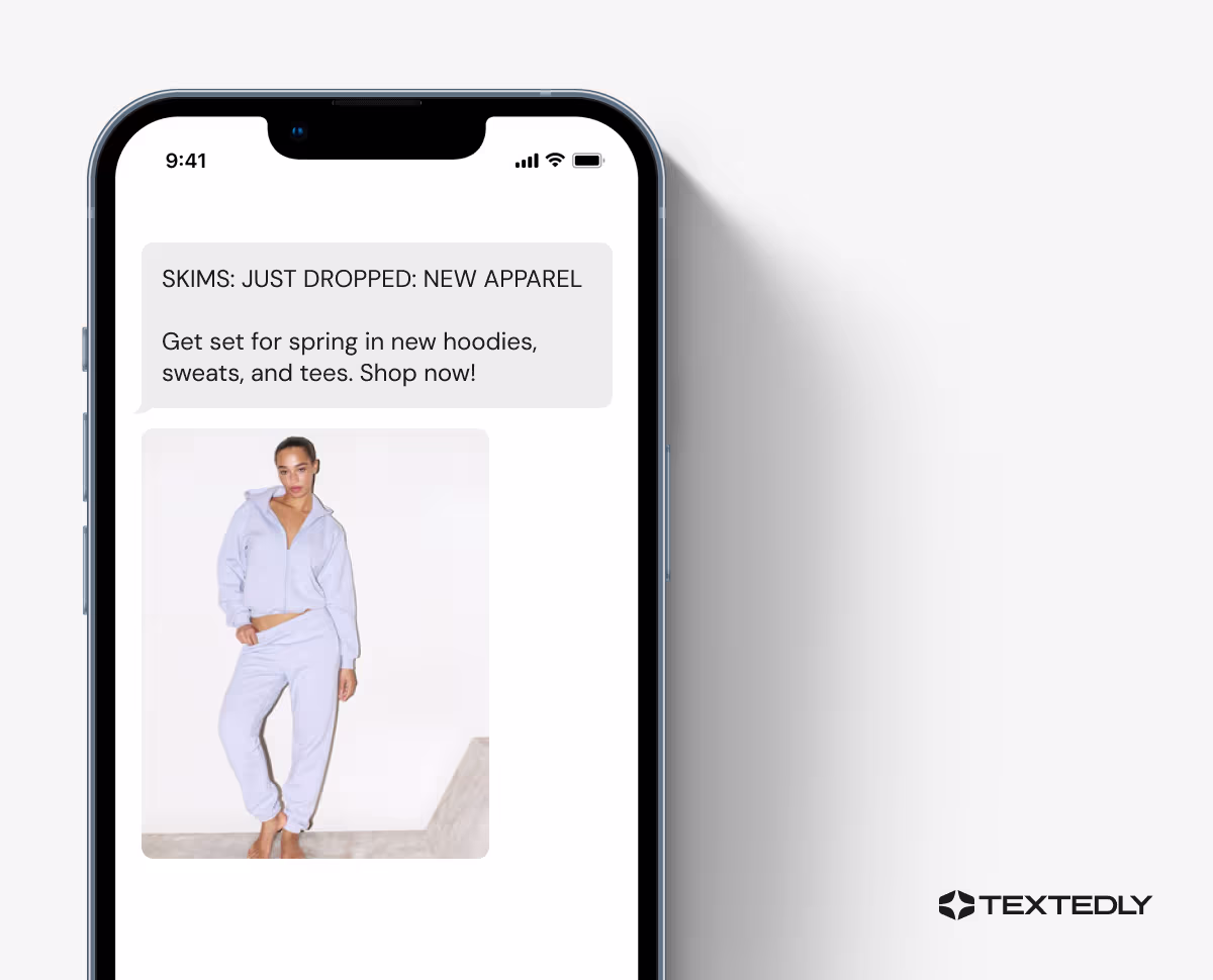 An text marketing example from skims.