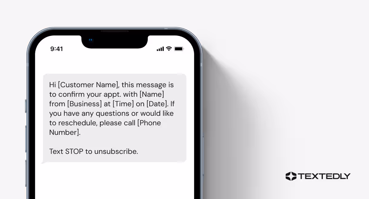 What to include in an appointment confirmation text.