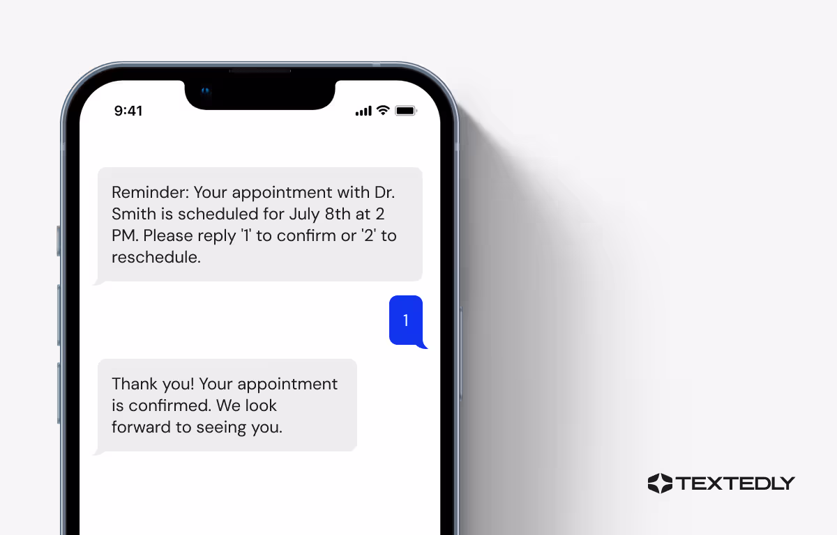 SMS for Customer Services example: Healthcare appointment reminder.