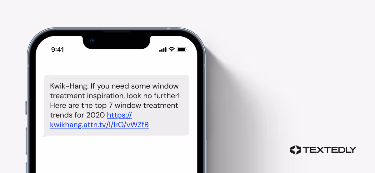 Customer engagement text marketing example.