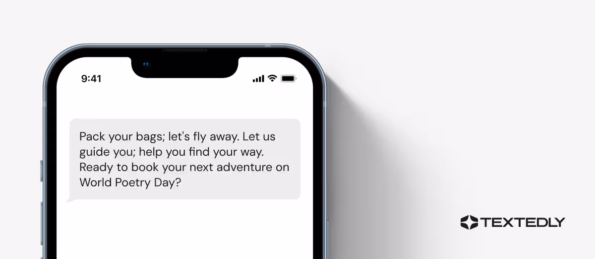World Poetry Day SMS Marketing Example.