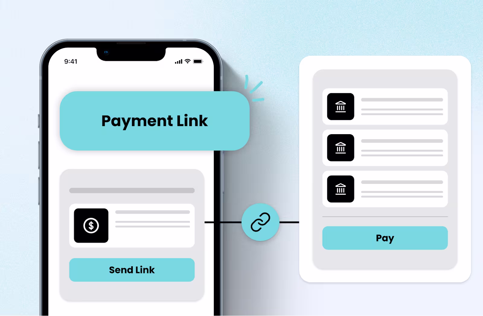 Visual representation of the secure payment link process.
