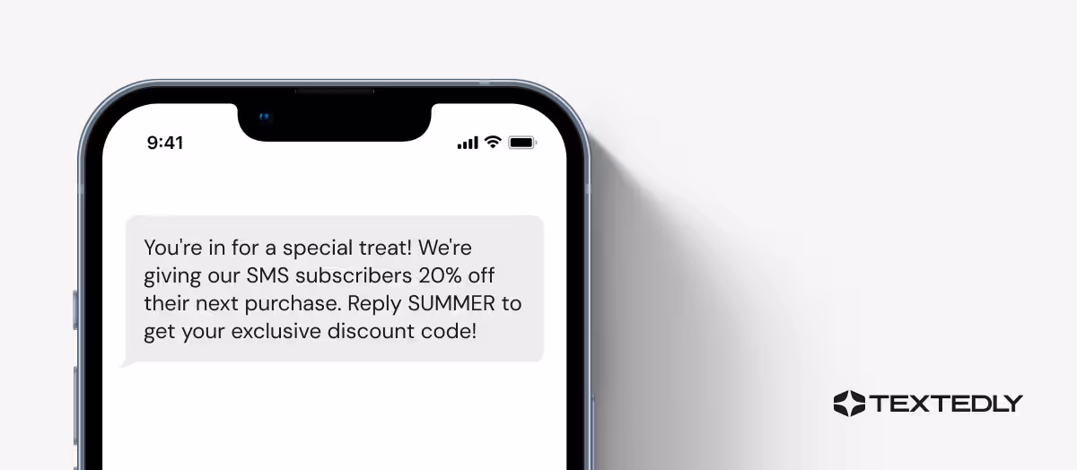 A text message offering a special deal to SMS subscribers.