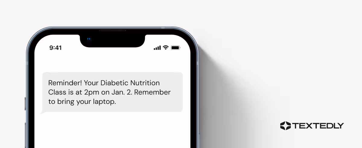Reminder text example for coaching classes.