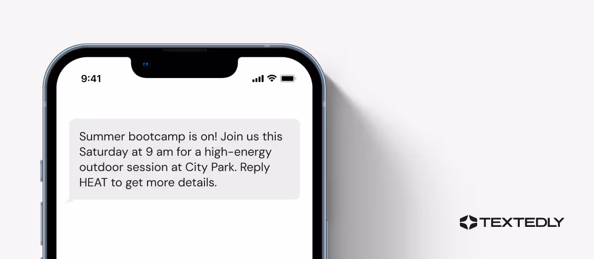 SMS message promoting a gym event.