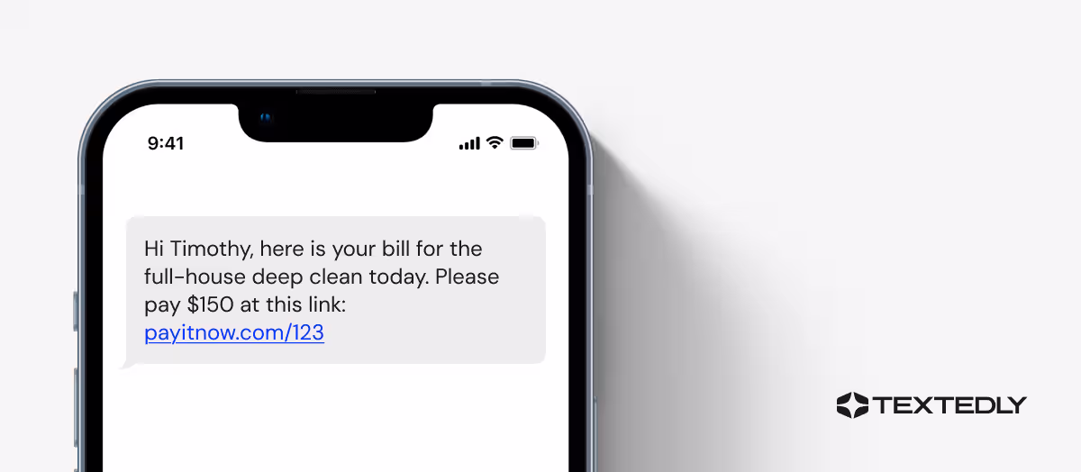A home services SMS billing example.