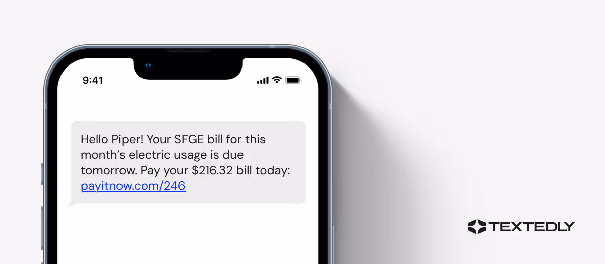 A utility company using SMS billing.