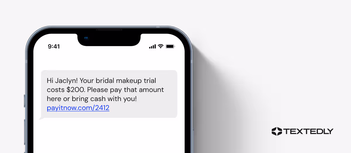 A makeup artist testing SMS billing.