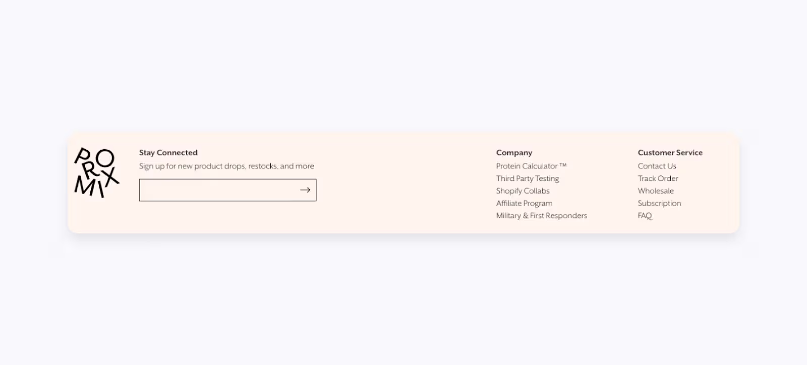 An SMS form placed in the footer of a business’ website.