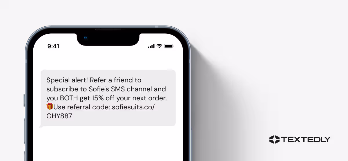 Visual example of an SMS referral request.