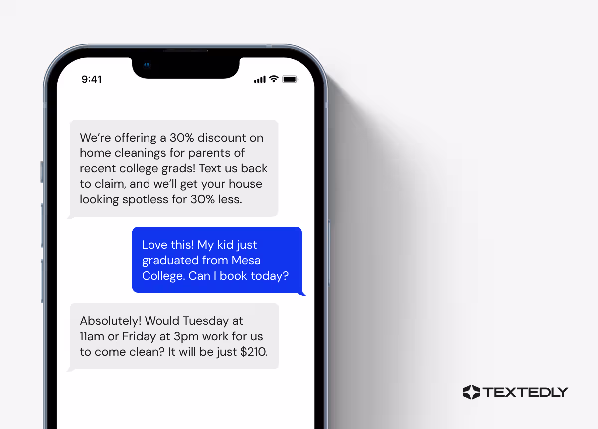 A conversational marketing text example.
