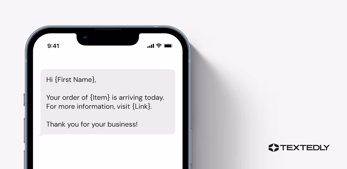 Sample confirmation text message.