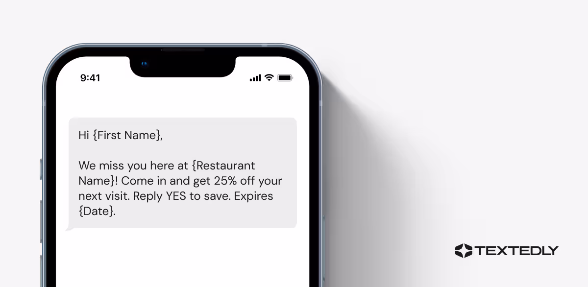Sample special offer text message.