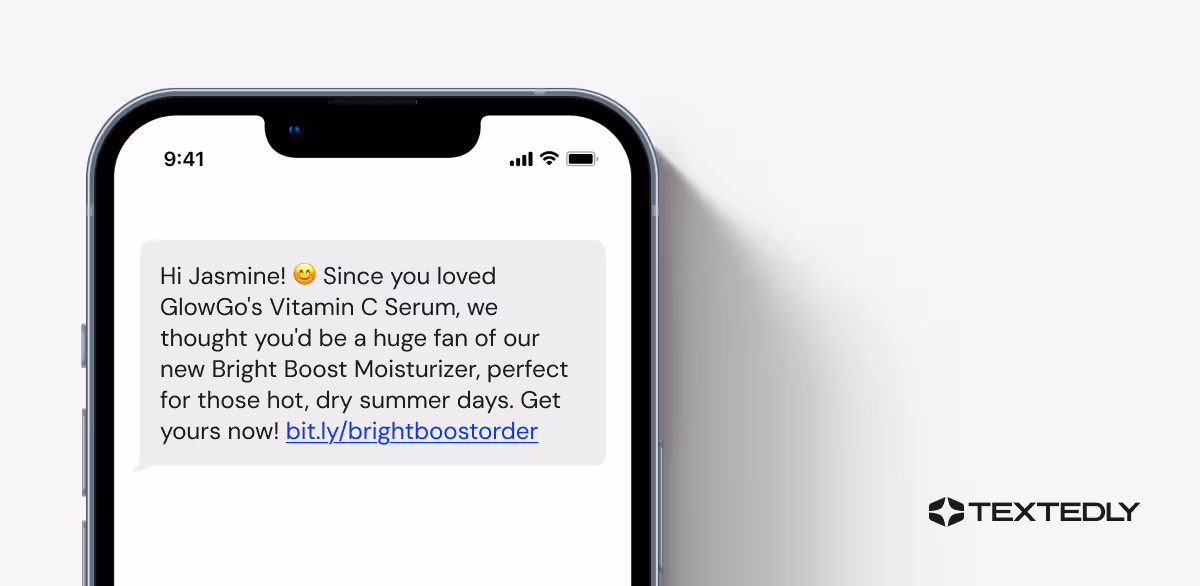 Visual example of a personalized SMS message.