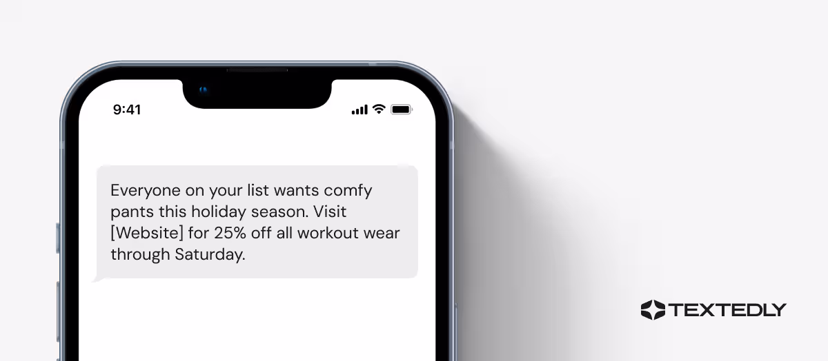 Sample holiday campaign SMS.