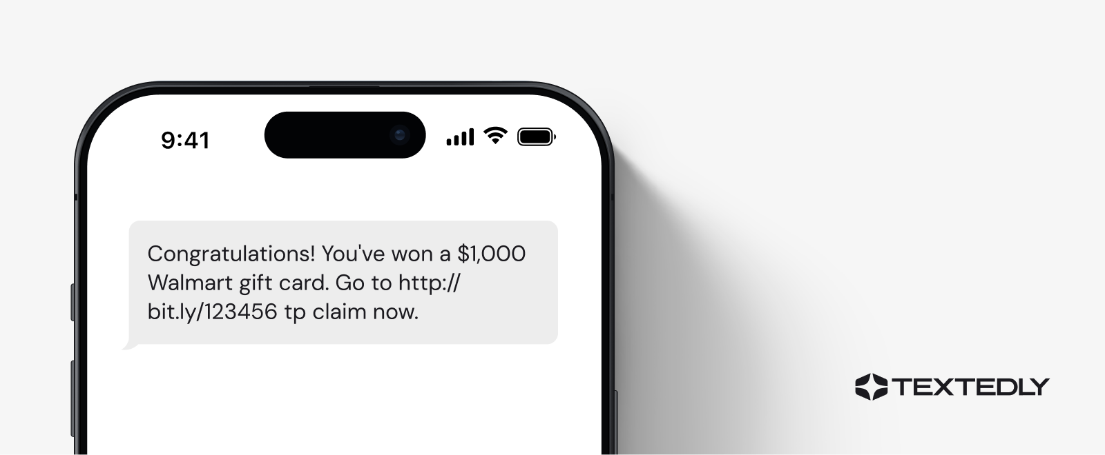 Spam text message example: You’ve won!