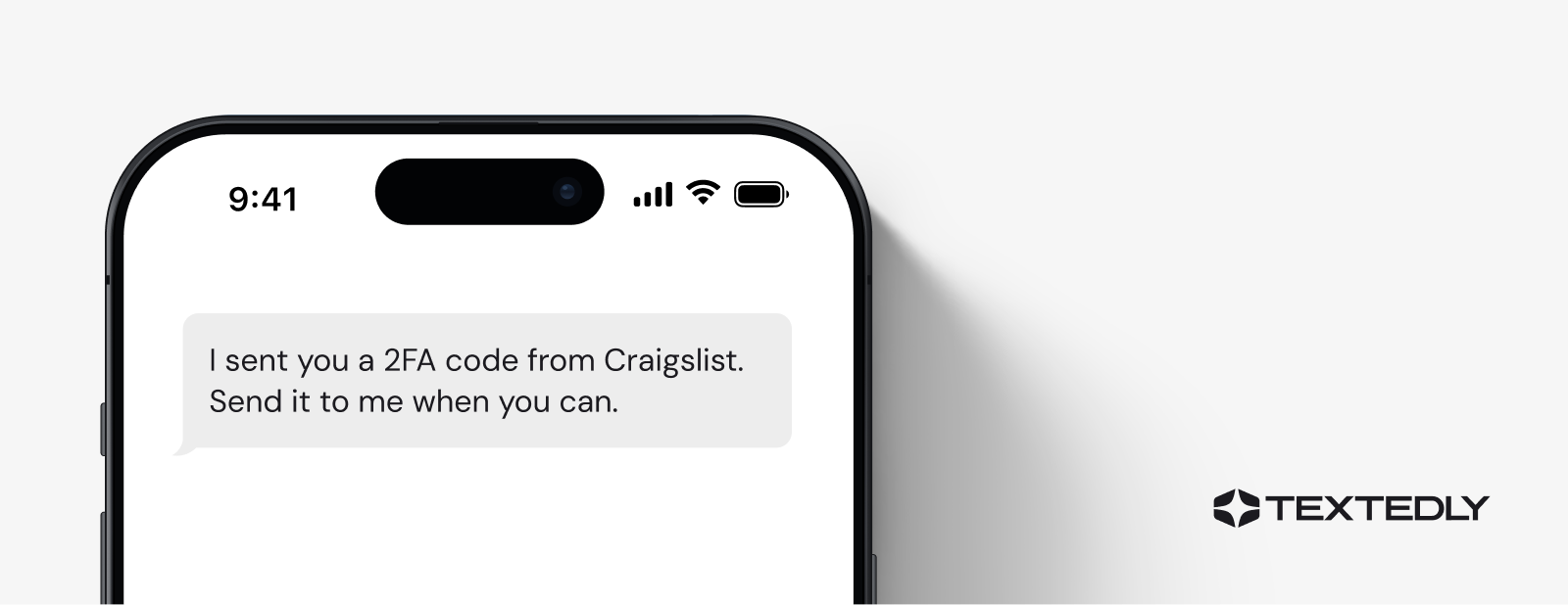 Spam text message example: 2FA.