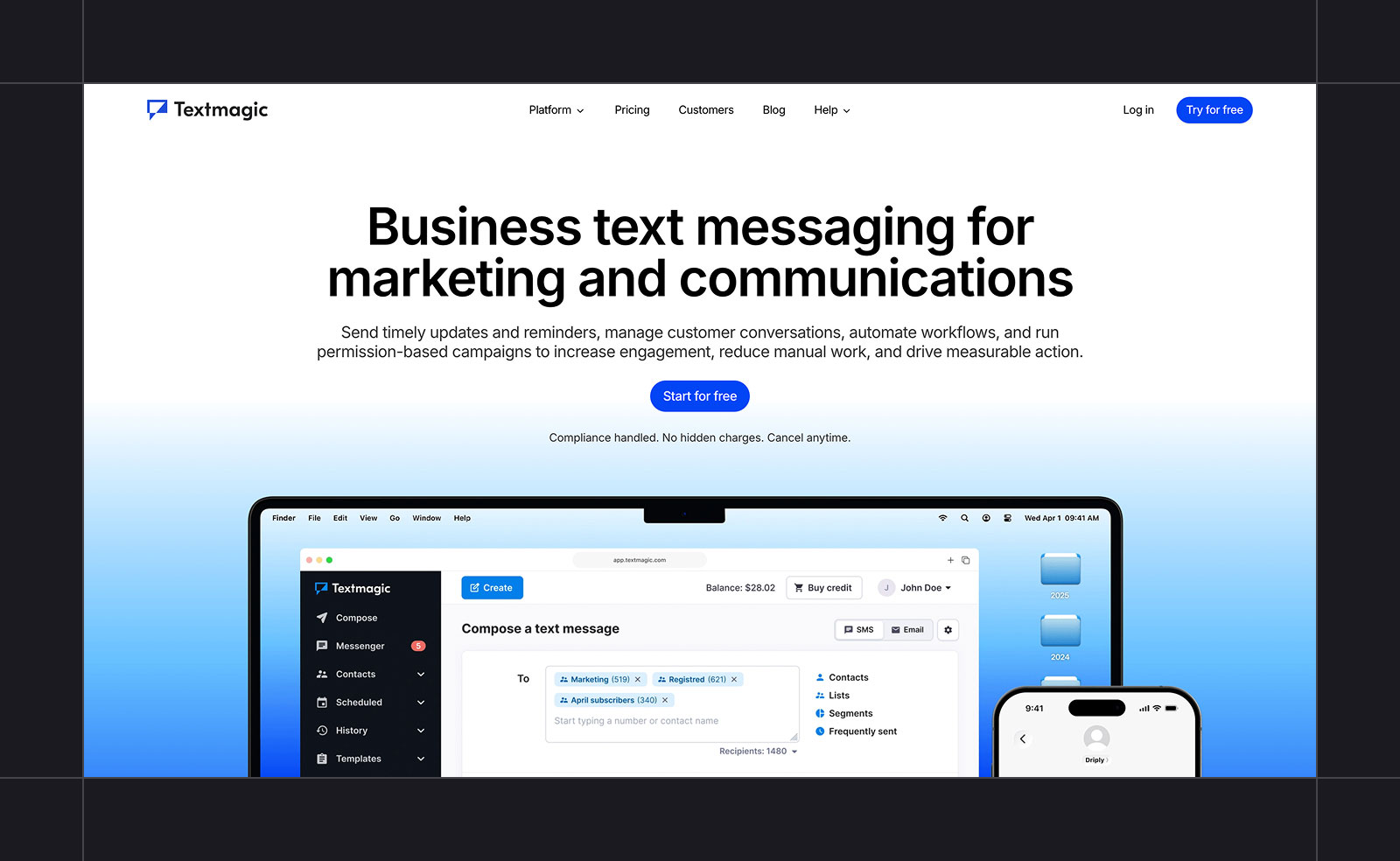 Textmagic screenshot