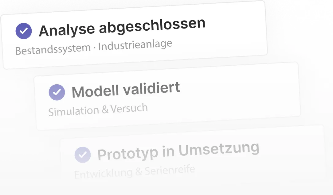 Entwicklungsphasen bei M+R von der Analyse über Modellvalidierung bis zum Prototyp