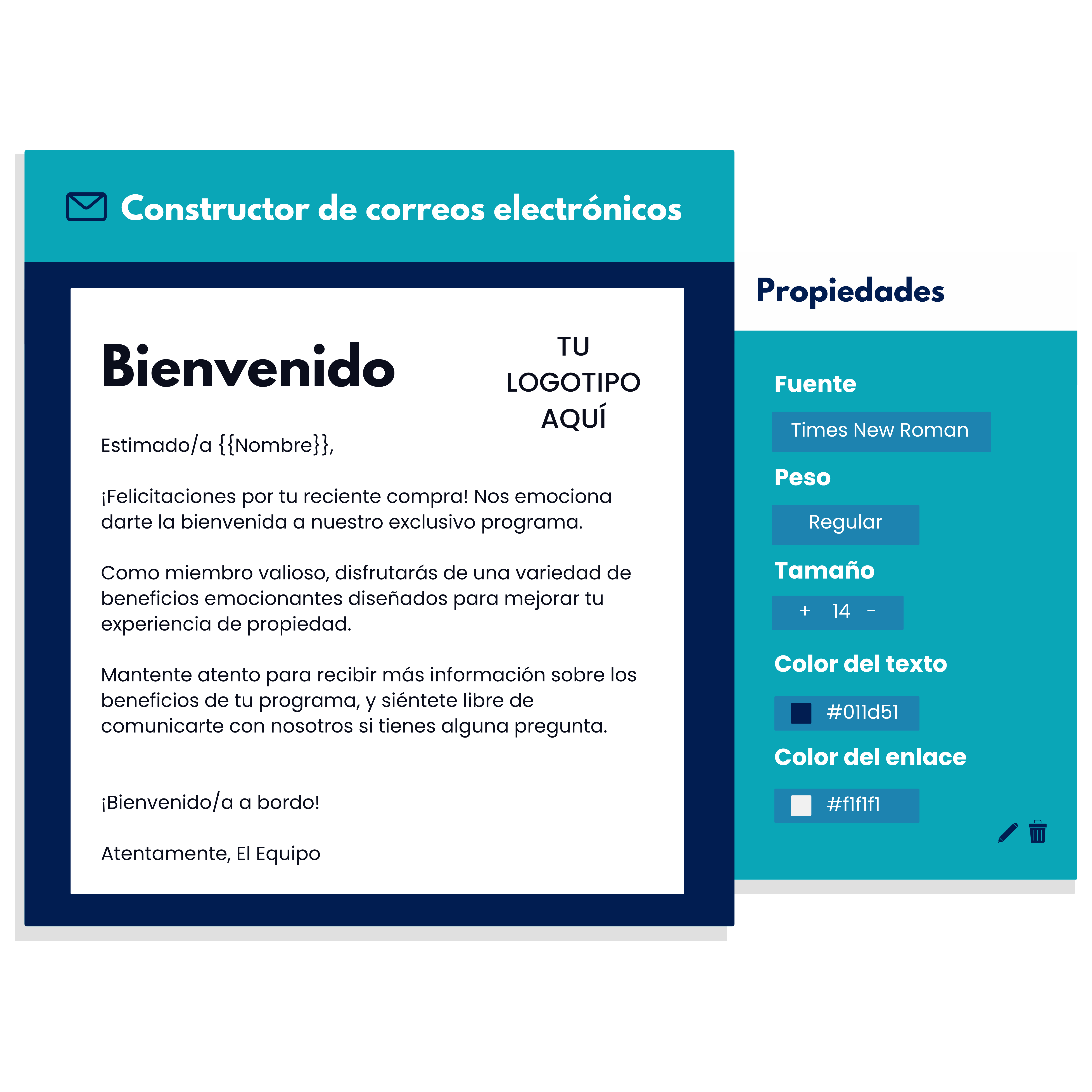 Constructor visual de correos electrónicos de Communications Engine
